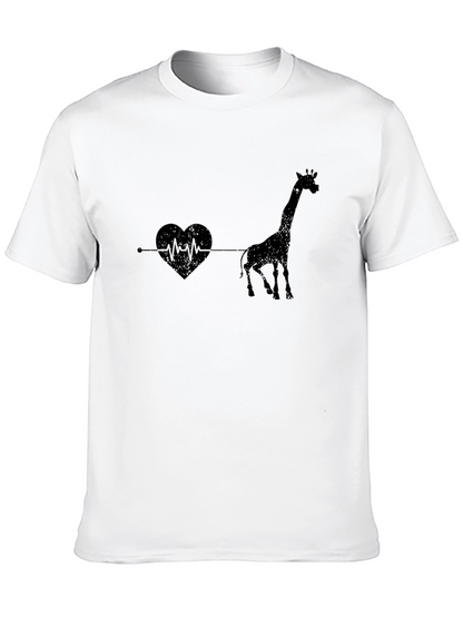 Giraffe Heartbeat Graphic Tee - Unique Animal Lovers T-Shirt