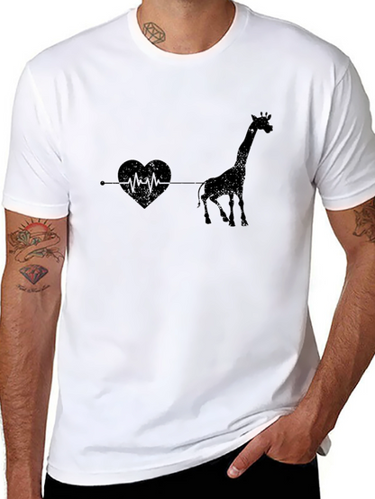 Giraffe Heartbeat Graphic Tee - Unique Animal Lovers T-Shirt