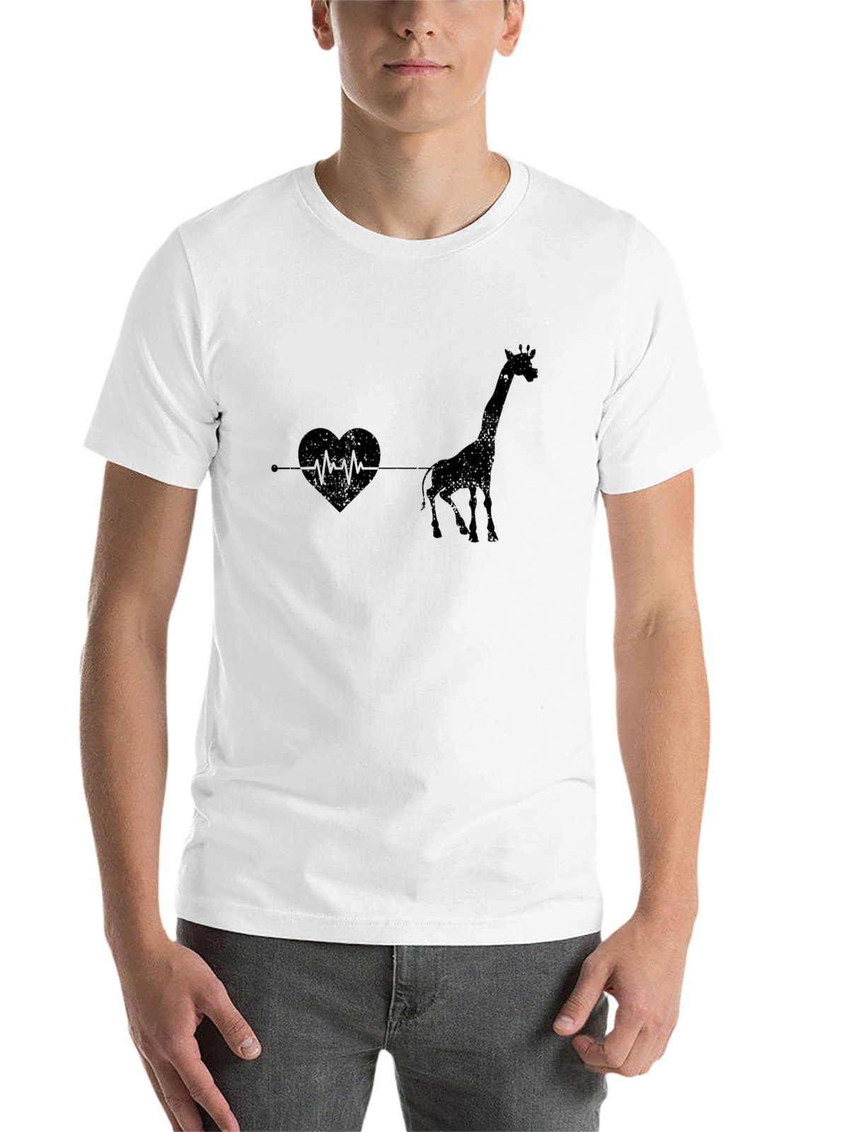 Giraffe Heartbeat Graphic Tee - Unique Animal Lovers T-Shirt