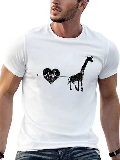 Giraffe Heartbeat Graphic Tee - Unique Animal Lovers T-Shirt