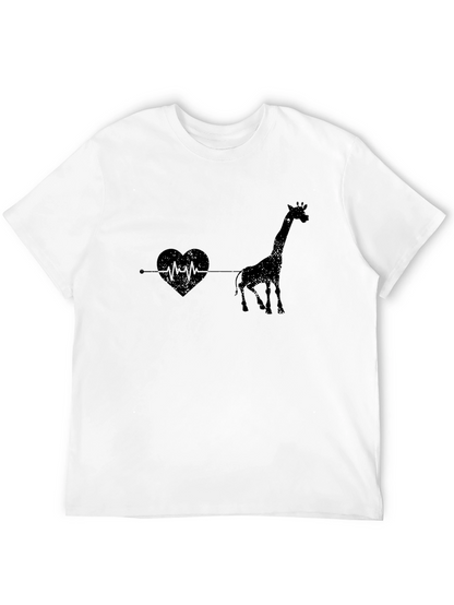 Giraffe Heartbeat Graphic Tee - Unique Animal Lovers T-Shirt