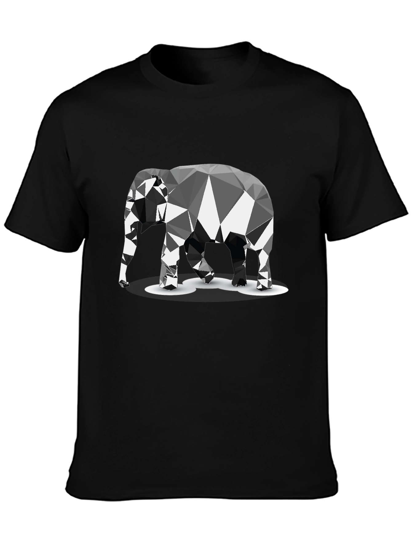 Geometric Elephant Graphic Black T-Shirt