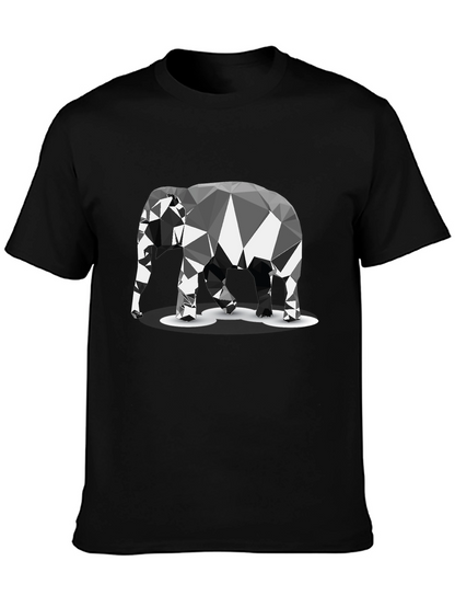 Geometric Elephant Graphic Black T-Shirt