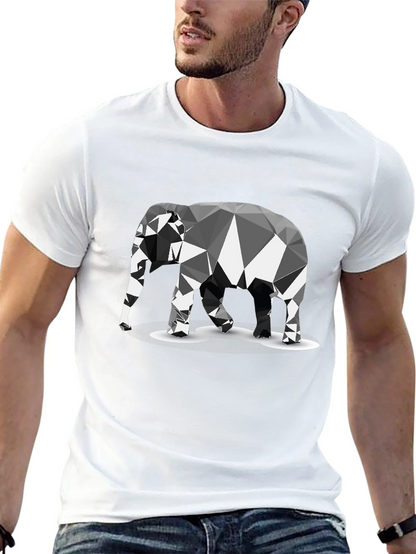 Geometric Elephant Graphic Black T-Shirt