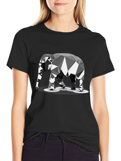 Geometric Elephant Graphic Black T-Shirt