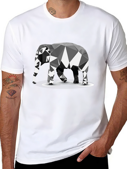 Geometric Elephant Graphic Black T-Shirt