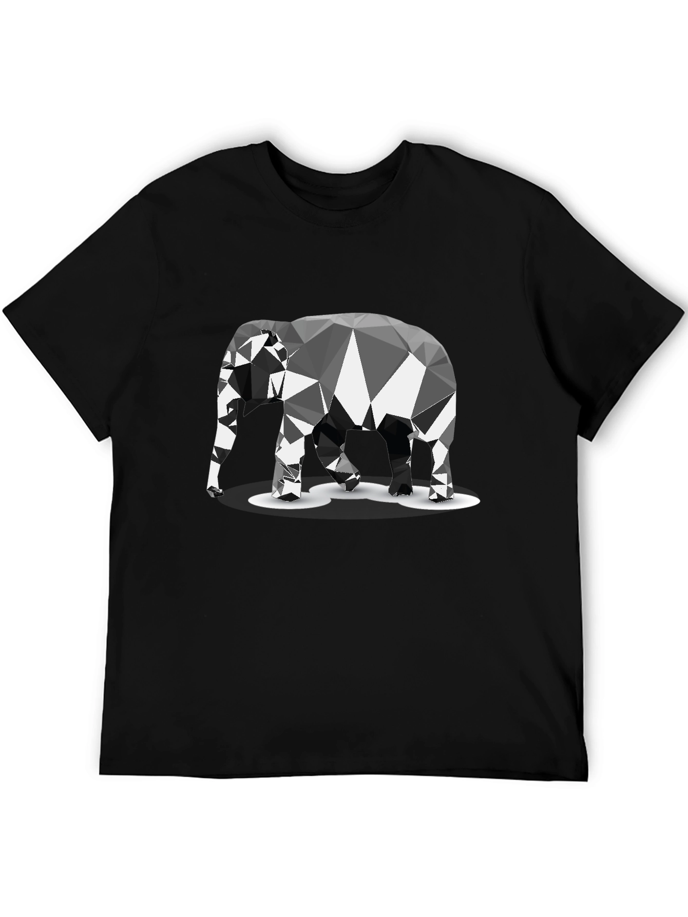 Geometric Elephant Graphic Black T-Shirt