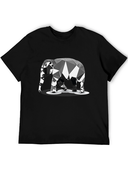 Geometric Elephant Graphic Black T-Shirt