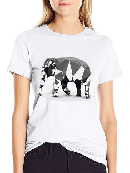 Geometric Elephant Graphic Black T-Shirt