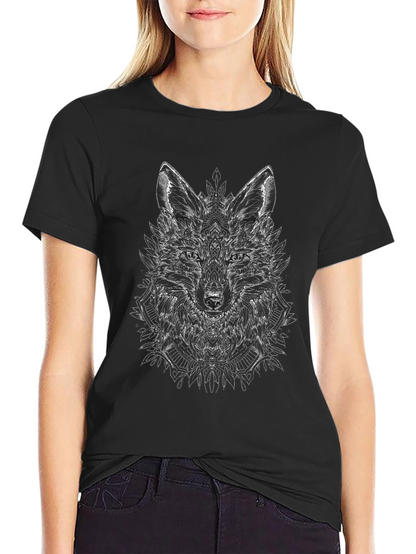 Wolf Graphic Print Black T-Shirt