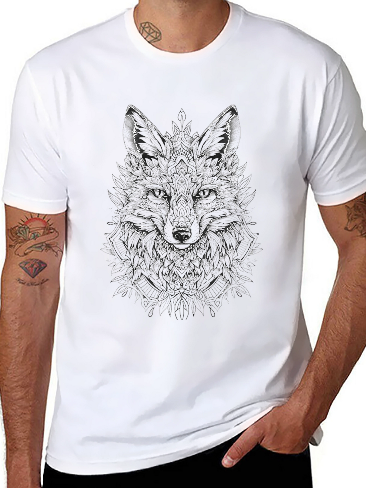 Wolf Graphic Print Black T-Shirt