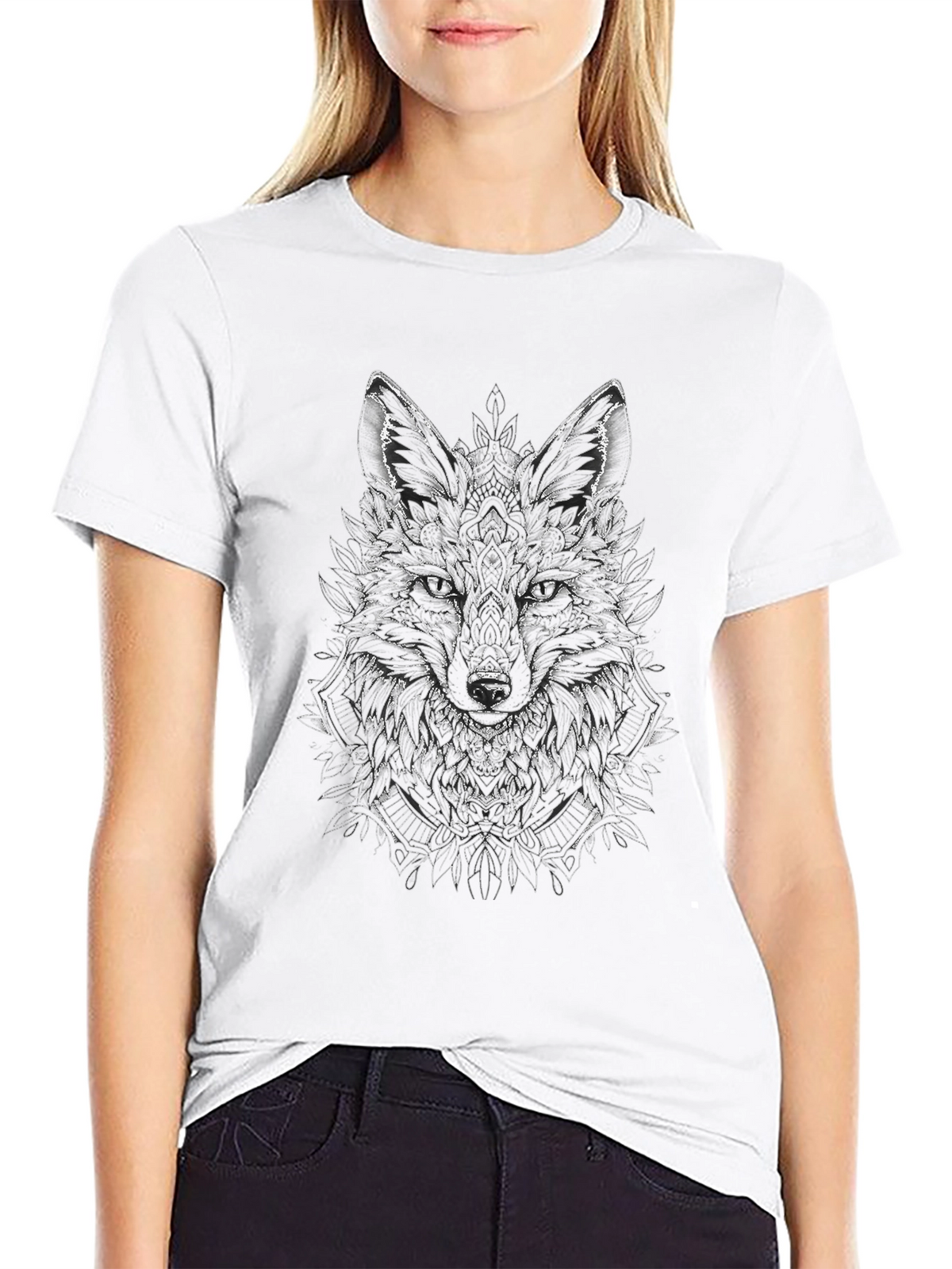 Wolf Graphic Print Black T-Shirt
