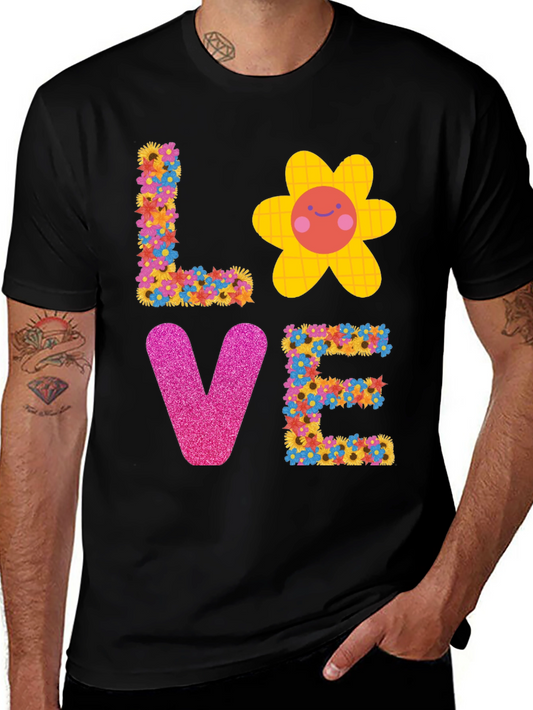 Floral LOVE Graphic Tee - Trendy Unisex T-Shirt