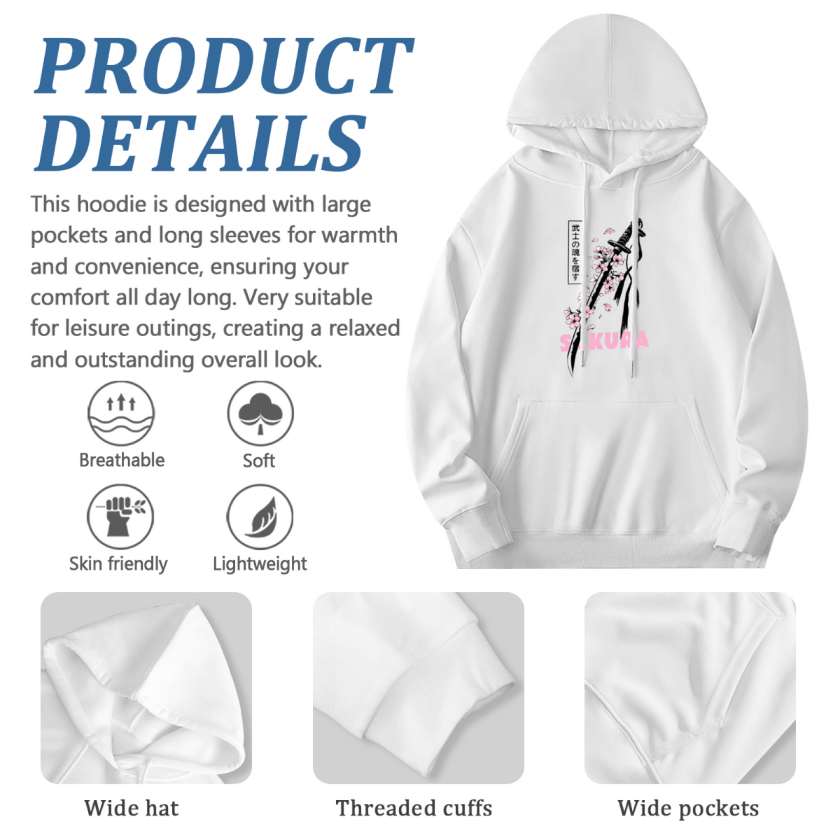 Sakura Samurai Sword Japanese Street?Style Hoodie