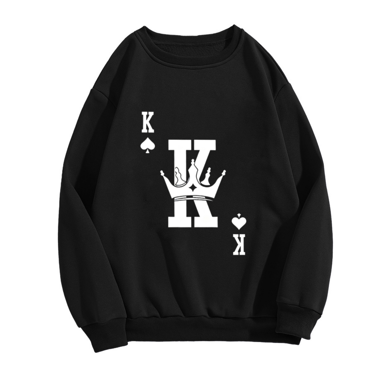 King K Spade Heart Poker Graphic Crew Pullover