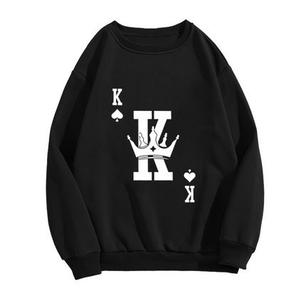 King K Spade Heart Poker Graphic Crew Pullover