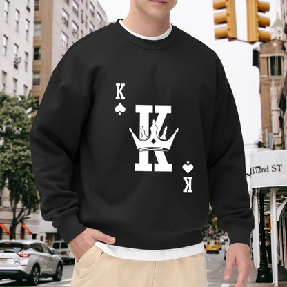 King K Spade Heart Poker Graphic Crew Pullover