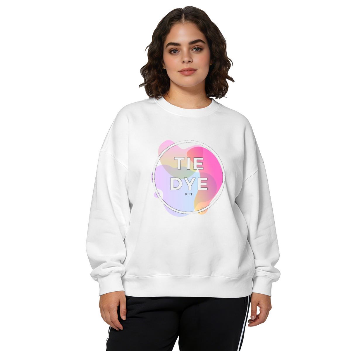 Pastel Tie Dye Kit Retro Circle Logo Crewneck Sweatshirt