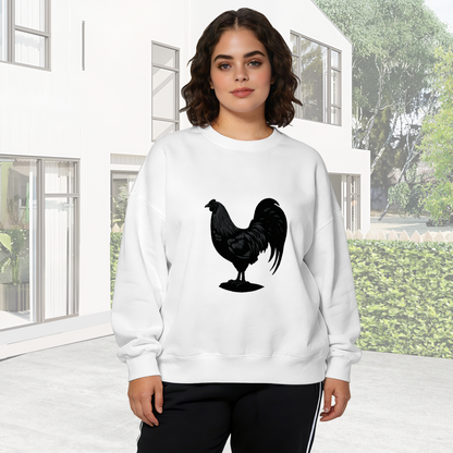 Black Rooster Graphic Crewneck Sweatshirt
