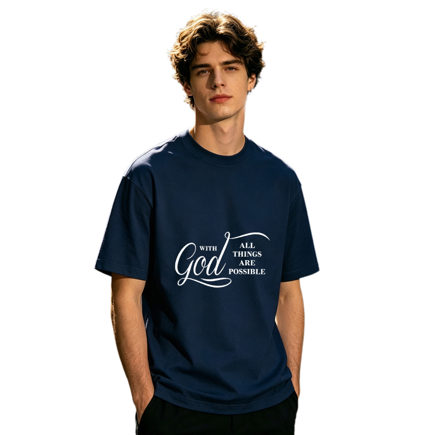Men's With God All Things Are Possible Elegant Christian Faith T-Shirt