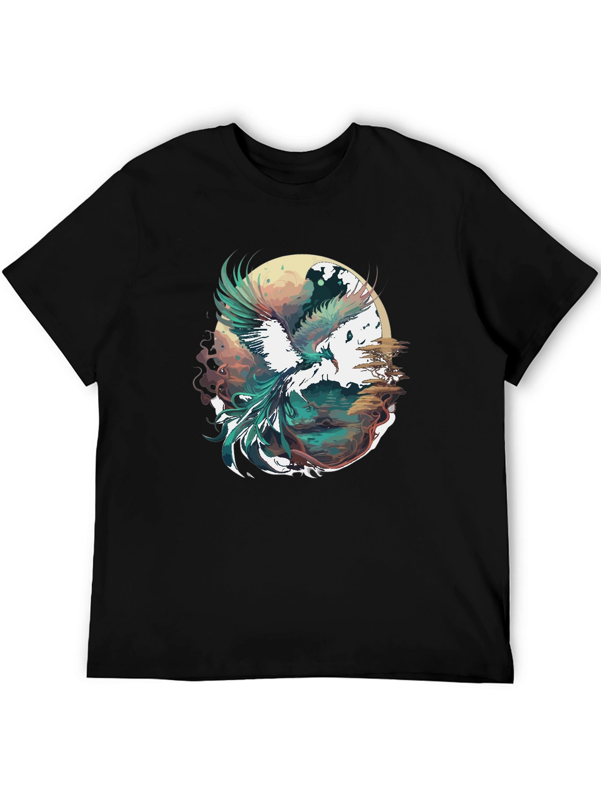 Phoenix Graphic Print Black T-Shirt