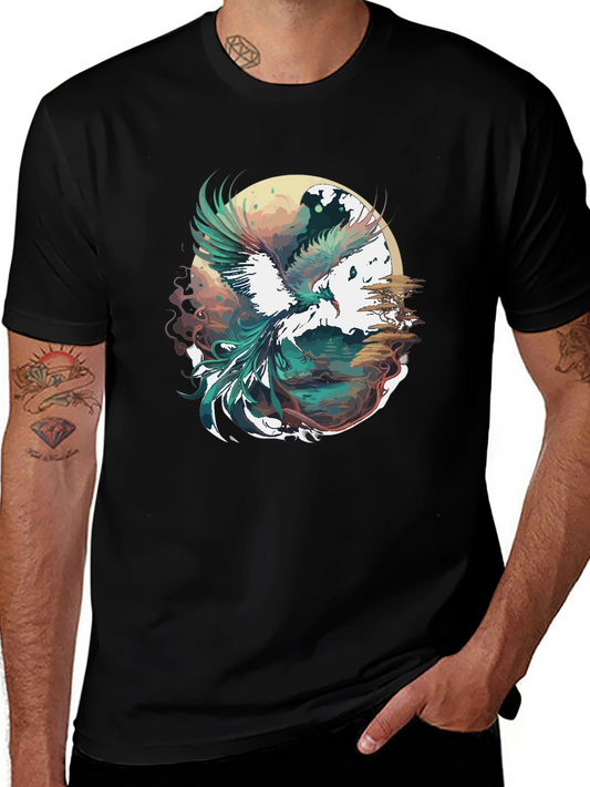 Phoenix Graphic Print Black T-Shirt