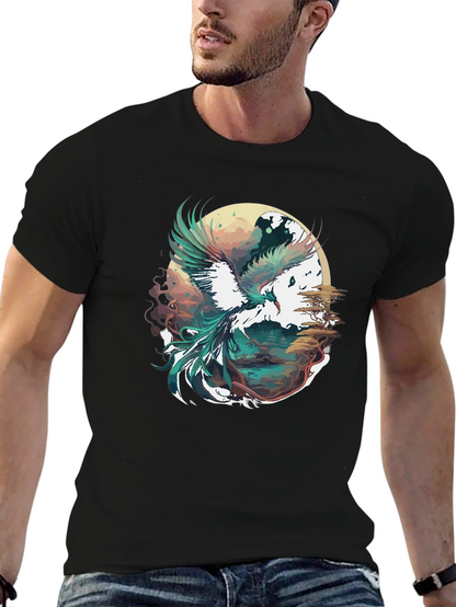 Phoenix Graphic Print Black T-Shirt