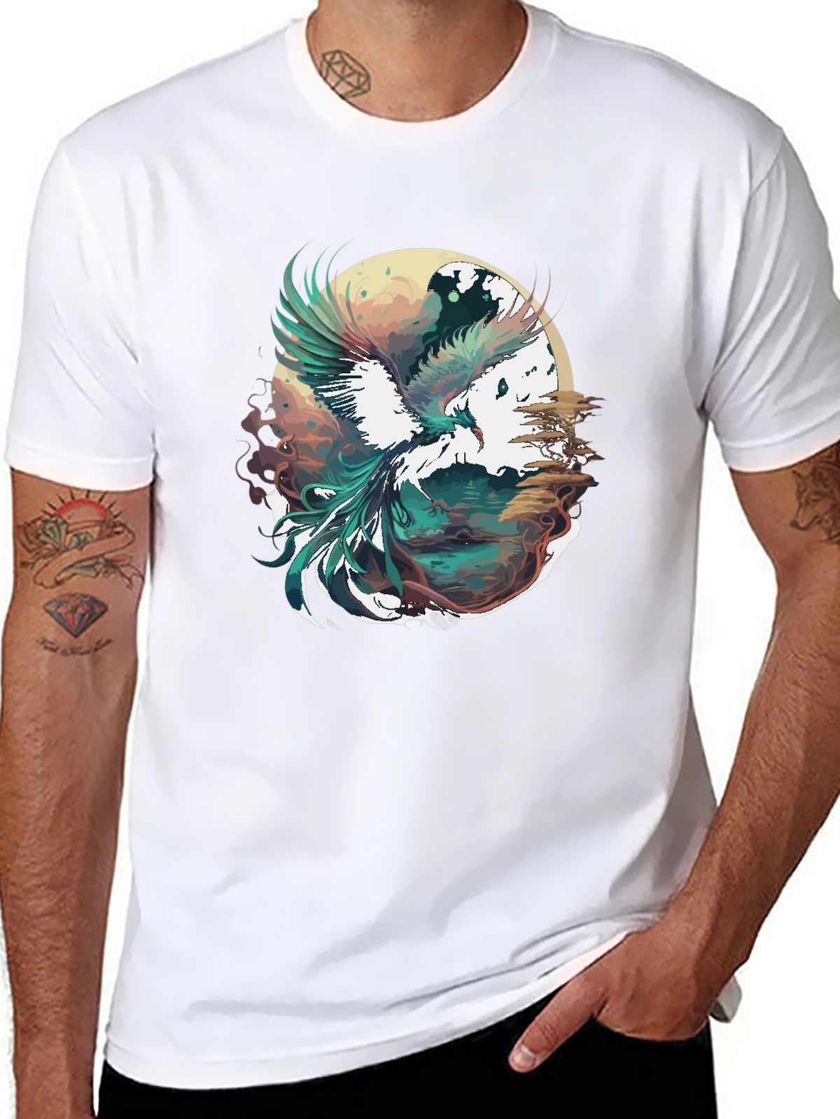 Phoenix Graphic Print Black T-Shirt