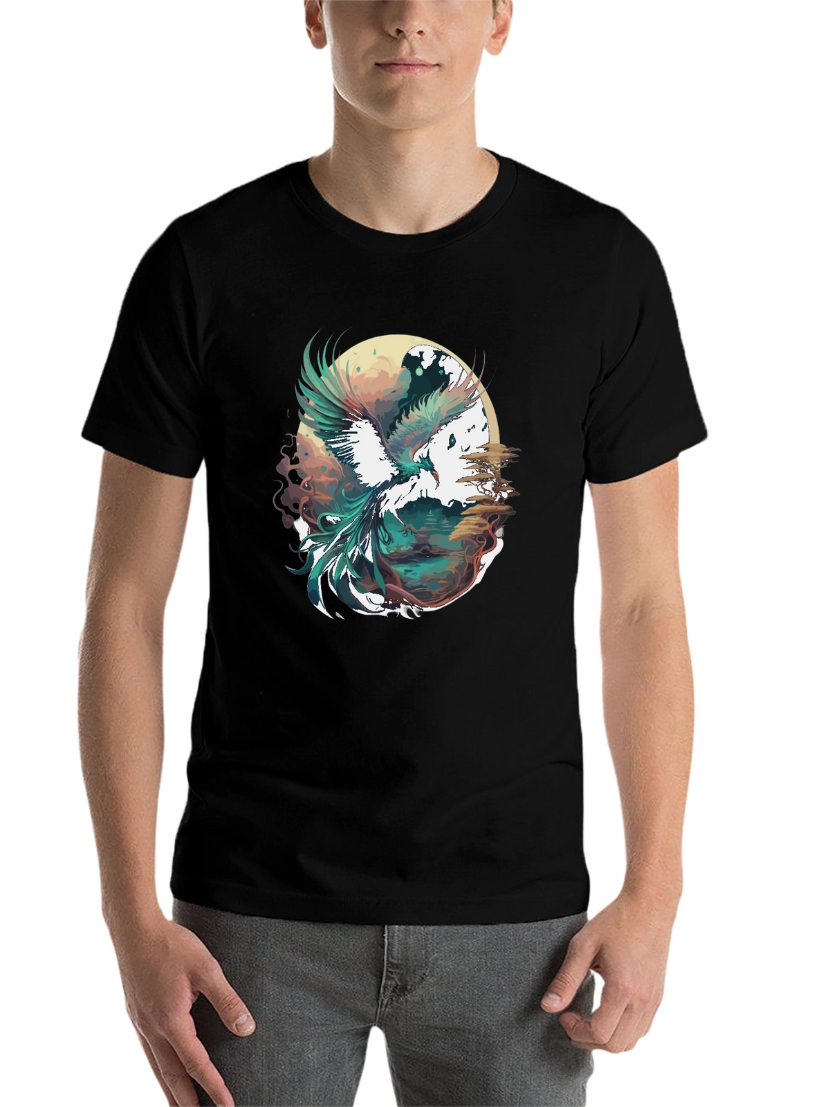 Phoenix Graphic Print Black T-Shirt