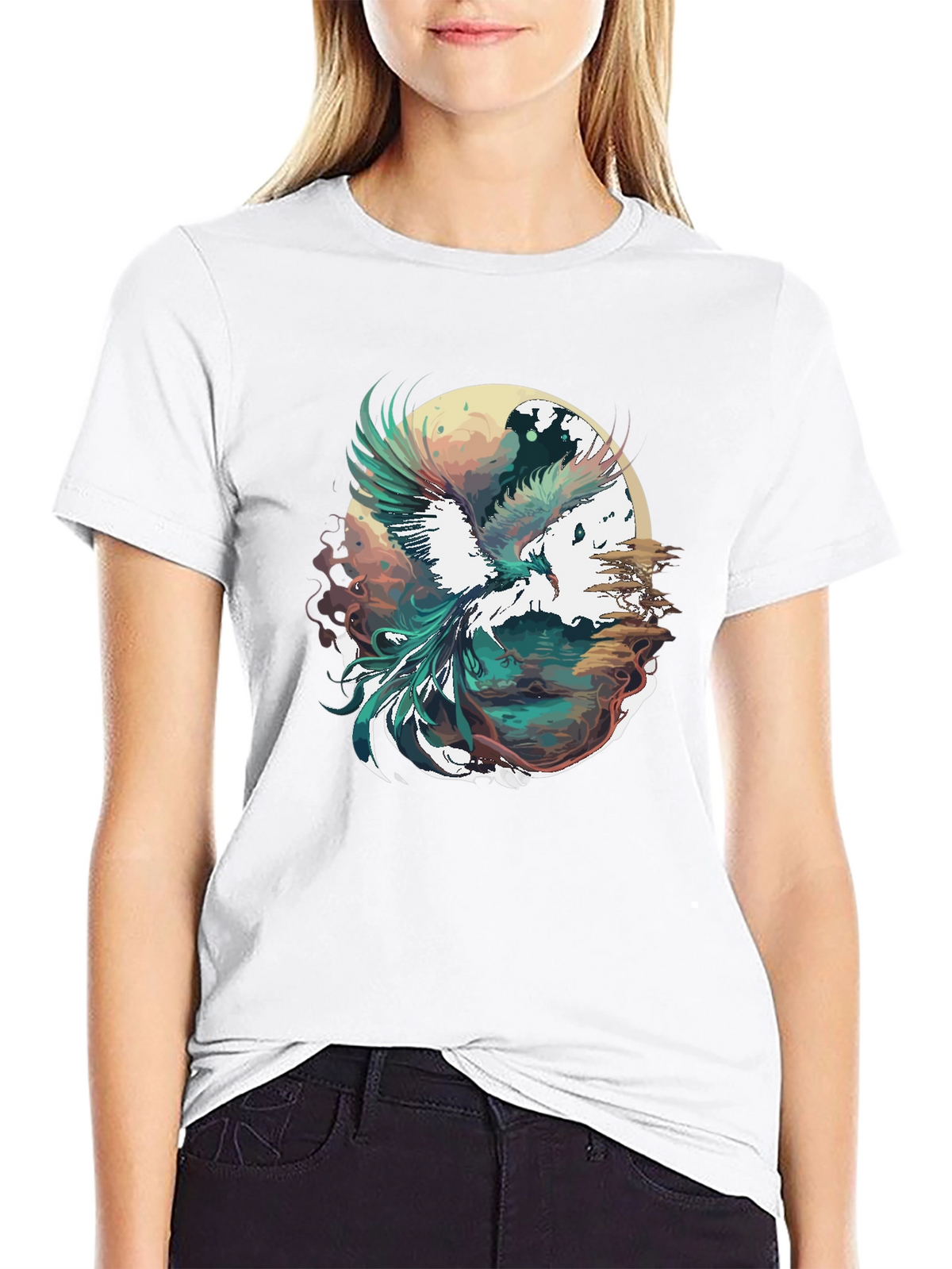 Phoenix Graphic Print Black T-Shirt