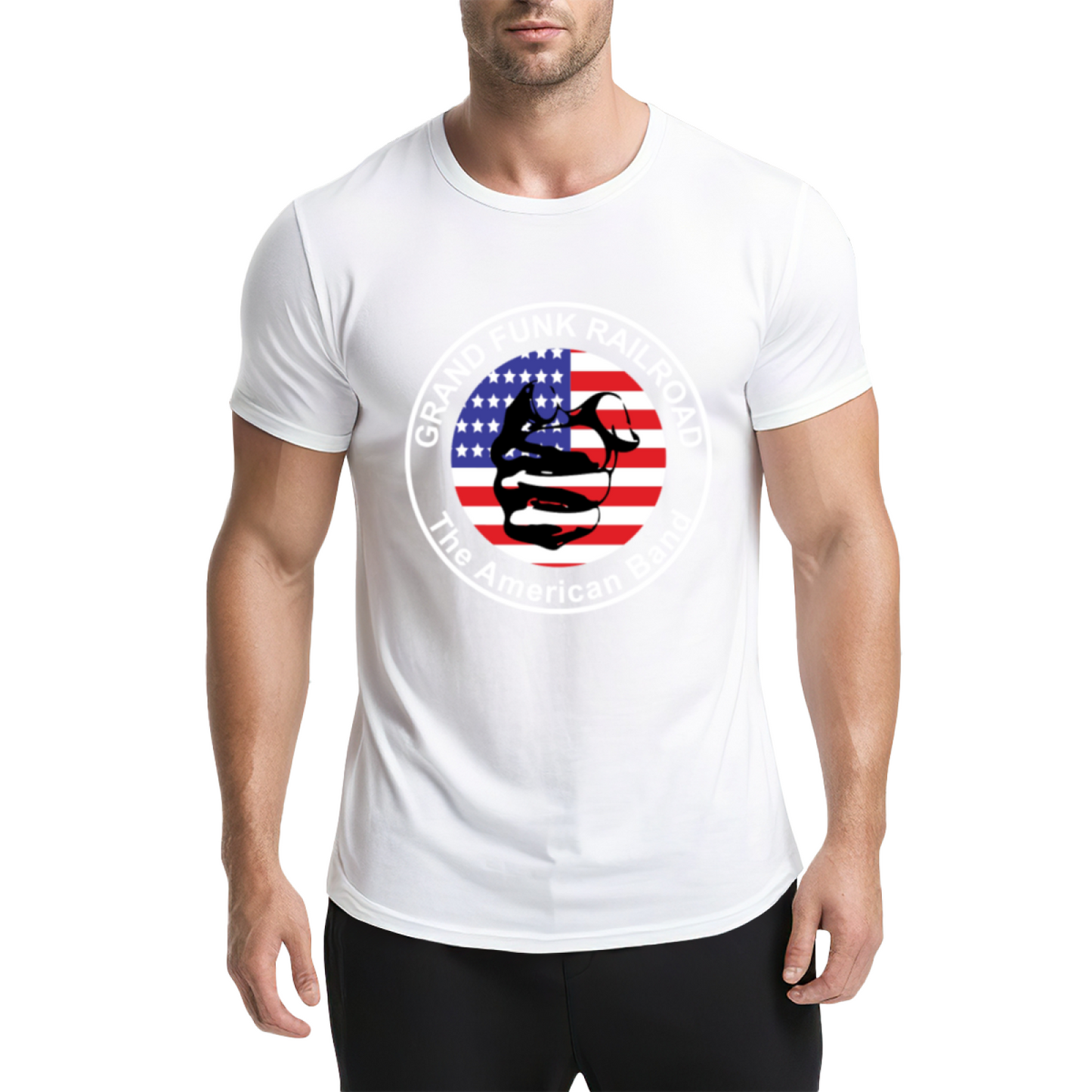 Grand Funk Railroad American Band Retro Flag Rock Tee
