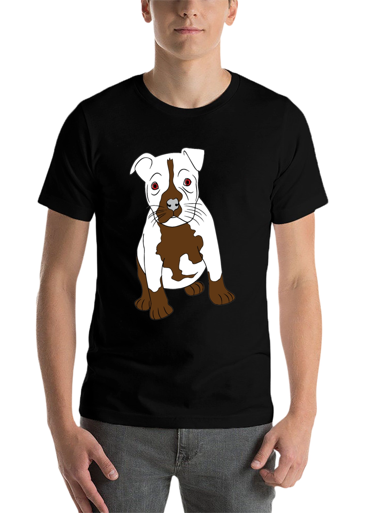 Pitbull Puppy Graphic T-Shirt - Black