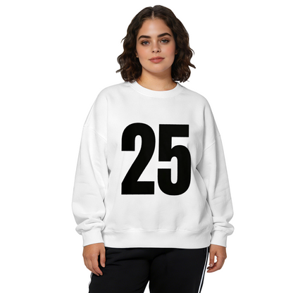 Minimal Big Number 25 Statement Crewneck Sweatshirt