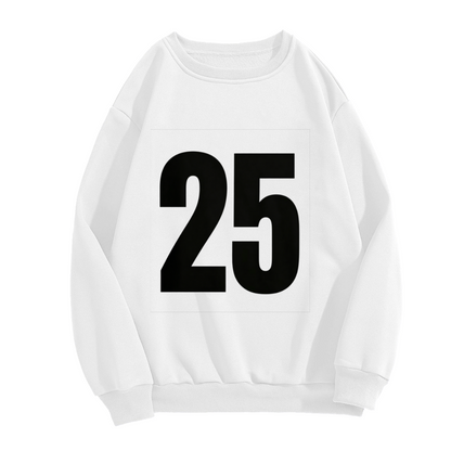 Minimal Big Number 25 Statement Crewneck Sweatshirt