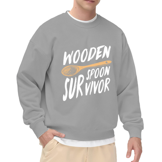 Wooden Spoon Survivor Funny Nostalgic Crewneck Sweatshirt