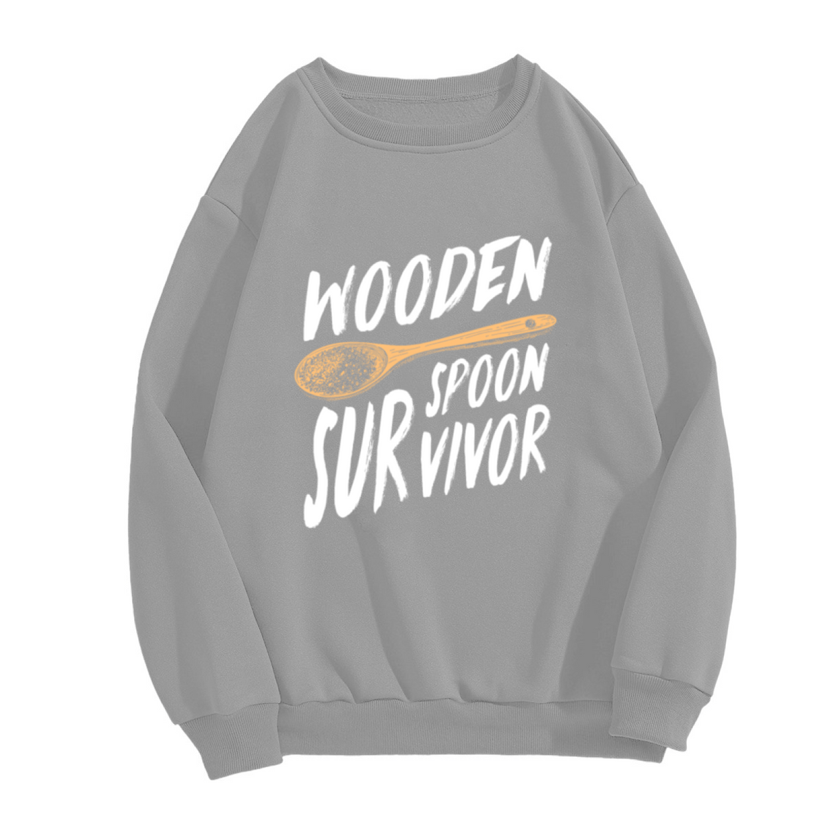 Wooden Spoon Survivor Funny Nostalgic Crewneck Sweatshirt
