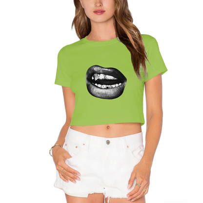 Grill Lips Dark Punk Graphic Crop Tee
