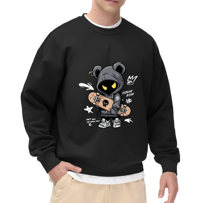 Cool Skate Bear Cartoon Street Crewneck Sweatshirt