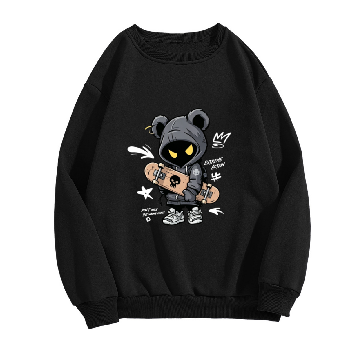 Cool Skate Bear Cartoon Street Crewneck Sweatshirt