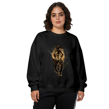 Majestic Walking Golden Lion Art Crewneck Sweatshirt