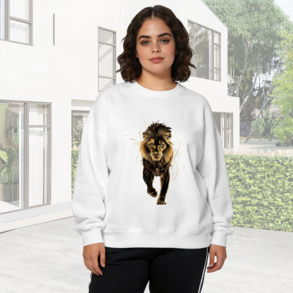 Majestic Walking Golden Lion Art Crewneck Sweatshirt