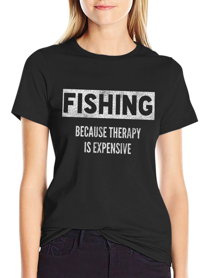Fishing Therapy Black Graphic T-Shirt