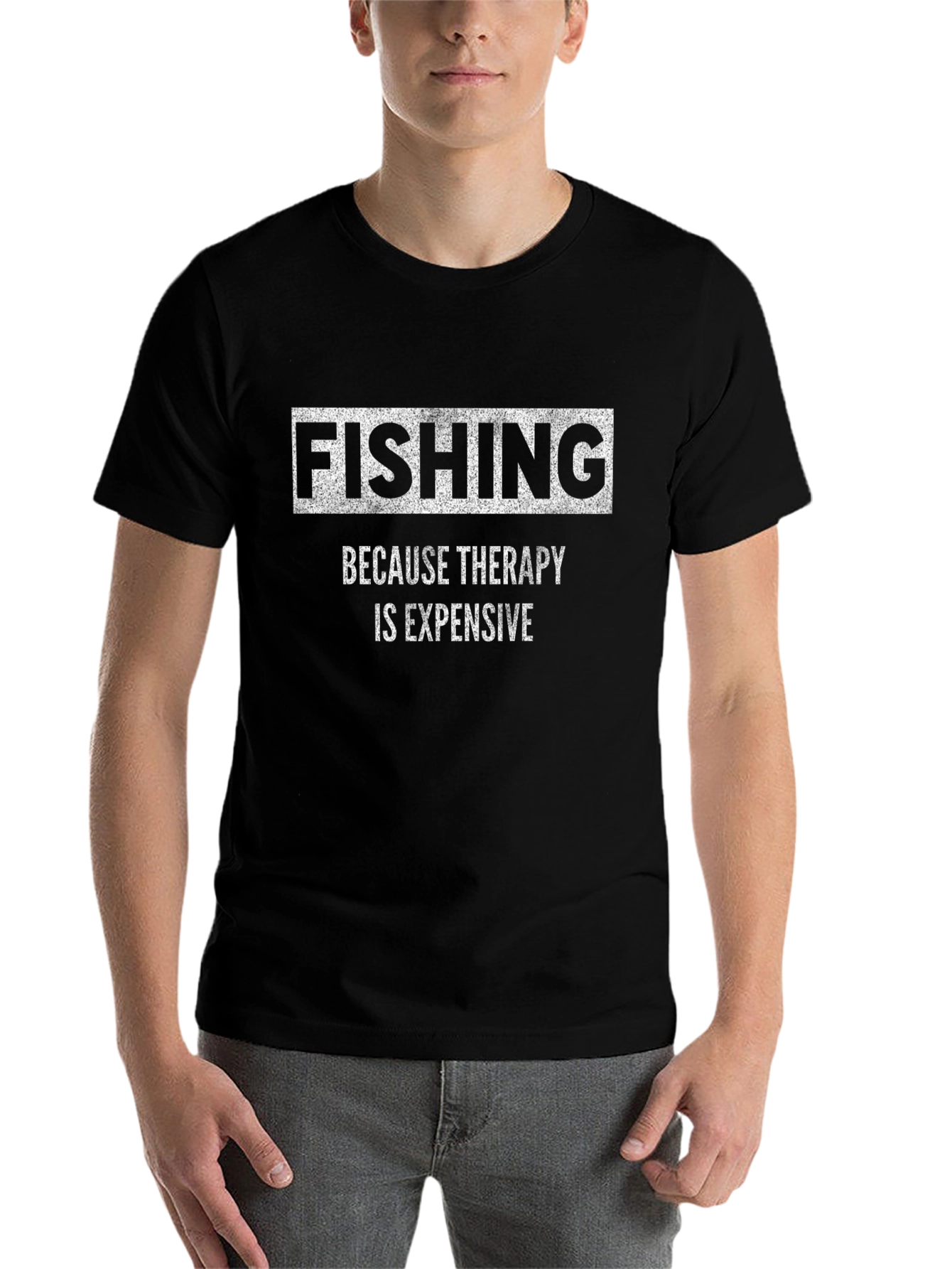 Fishing Therapy Black Graphic T-Shirt