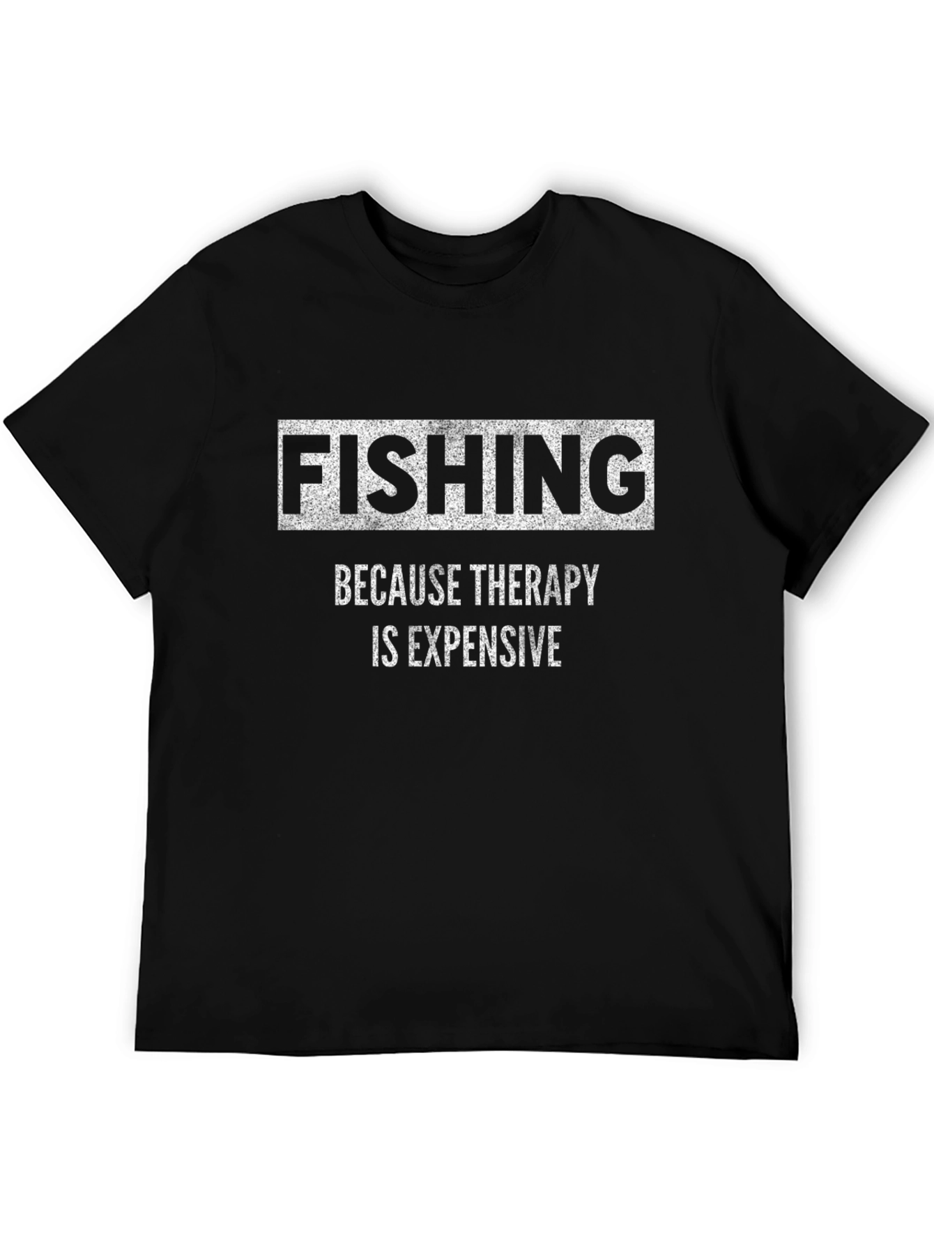 Fishing Therapy Black Graphic T-Shirt