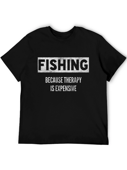 Fishing Therapy Black Graphic T-Shirt