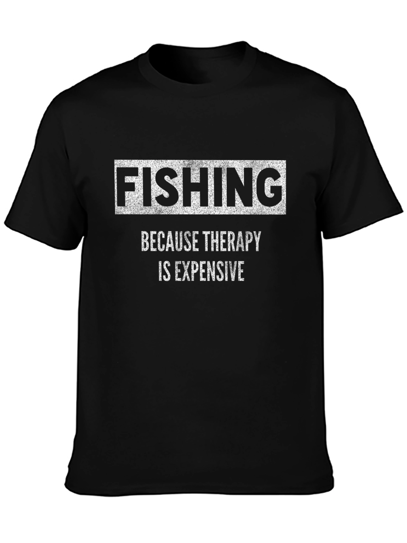 Fishing Therapy Black Graphic T-Shirt