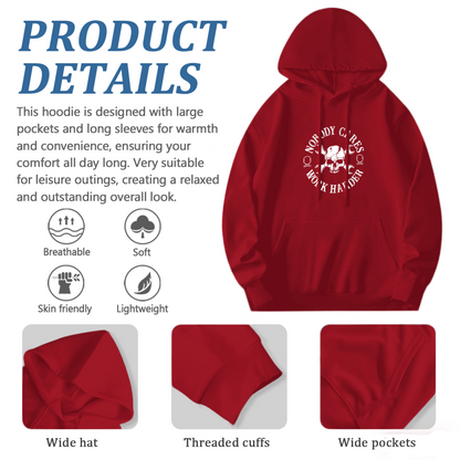 Nobody Cares Work Harder Skull Graphic Red Hoodie