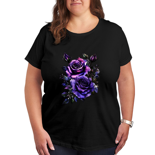 Luxe Red Rose With Golden Leaves Gothic Tee