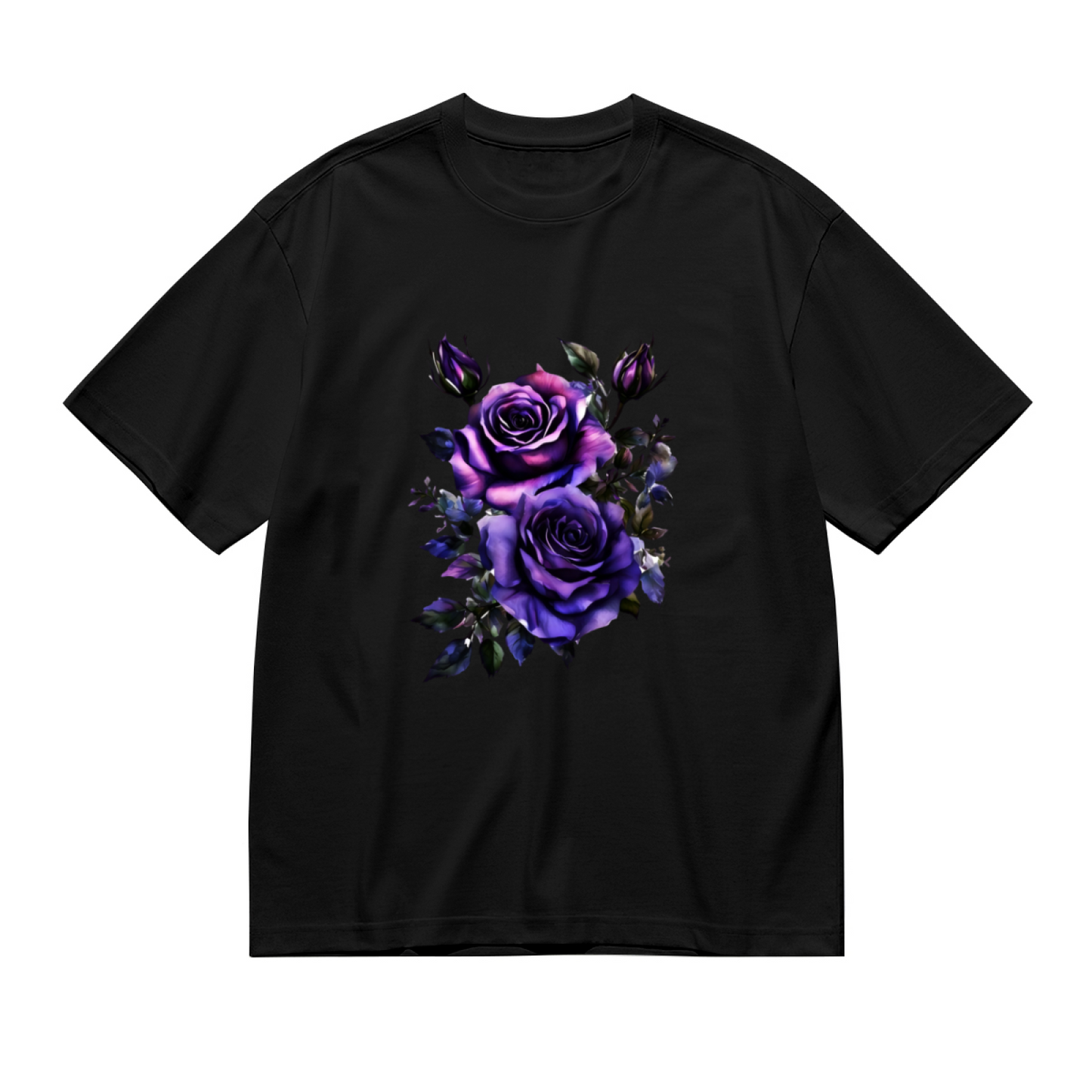 Luxe Red Rose With Golden Leaves Gothic Tee