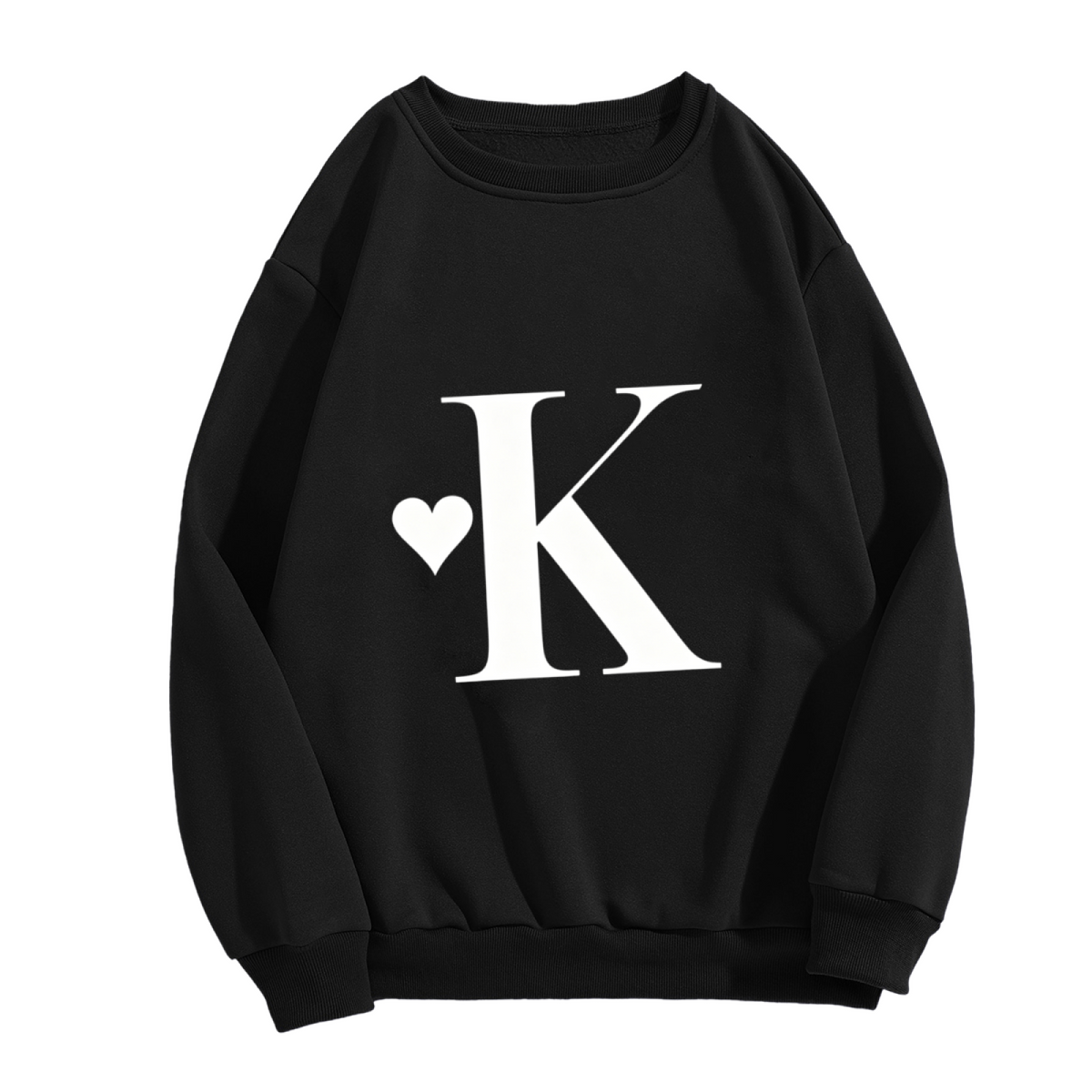 Letter K With Tiny Sweet Heart Monogram Graphic Crewneck Sweatshirt